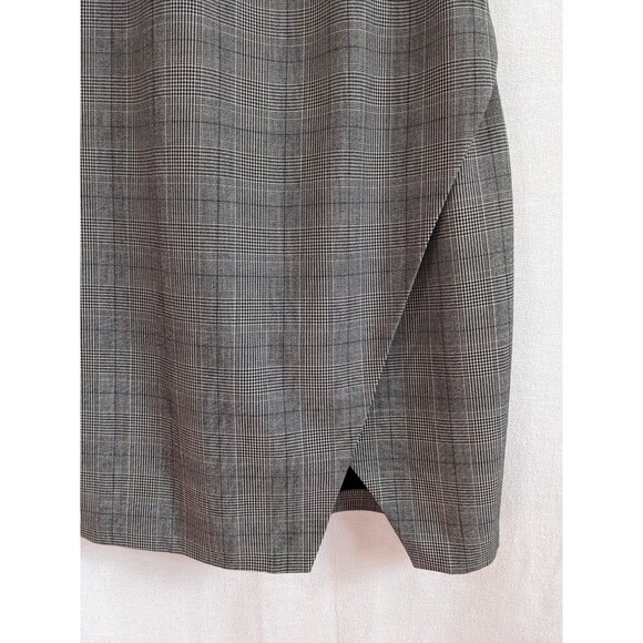 EUC Banana Republic Gray Black Faux-Wrap Sleeveless Plaid Dress Size 6 - Picture 2 of 10